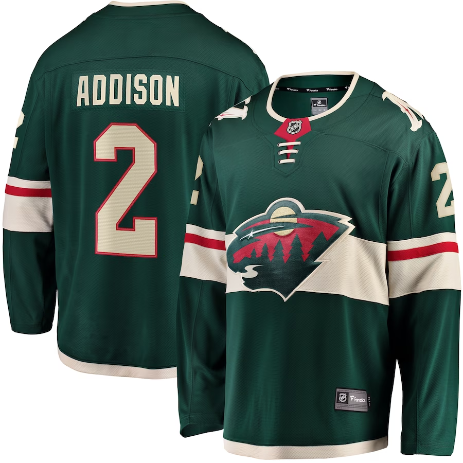 Men's Minnesota Wild Calen Addison #2 Green Home Breakaway Jersey